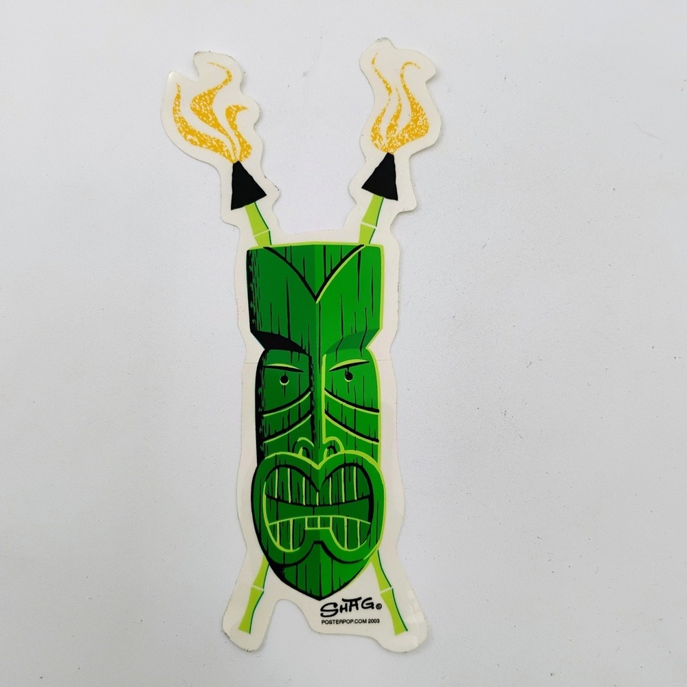 SHAG Josh Agle Green Tiki Mask Vinyl Sticker Decal PosterPop 2003 Vintage Y2K